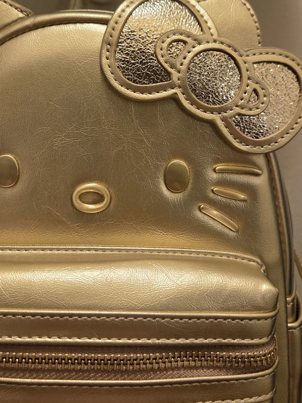 Loungefly 50th Anniversary Metallic Gold Hello Kitty Mini Backpack